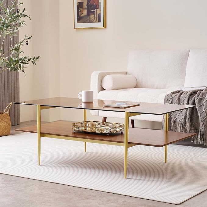 Extra Large Rectangle Glass Coffee Table, Mid-Century Modern Design - Image 4