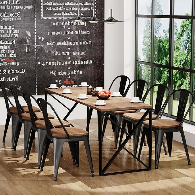 18 Inch Metal Dining Chairs, Arlunar Farmhouse Chairs Set of 4 Black Dining - Image 6