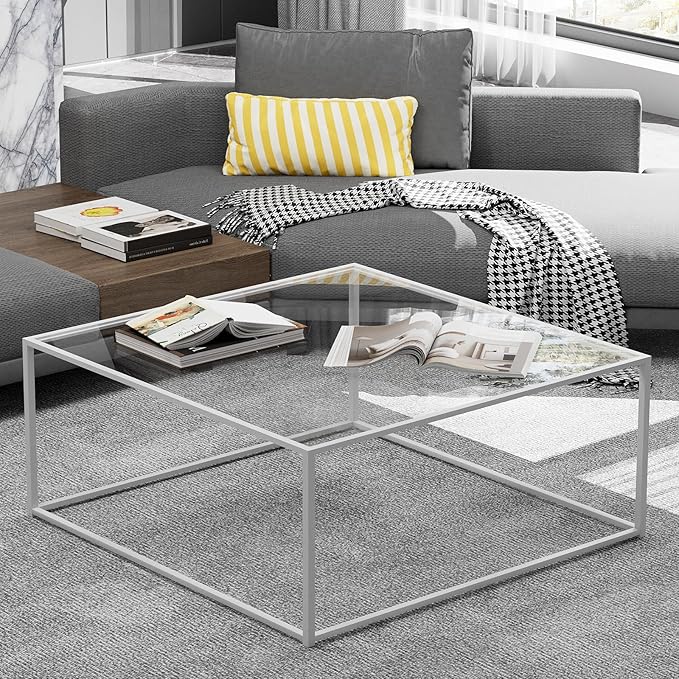 ​​​​​​​​​​​​Glass Coffee Table Square Coffee Table - Image 3