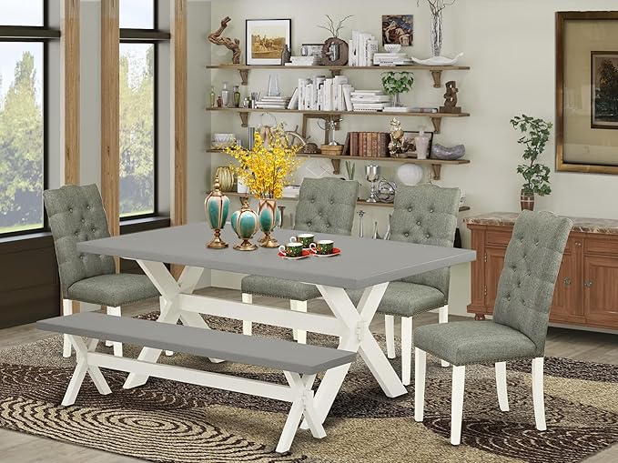 East West Furniture X097EL207-6 6 Piece Kitchen Table Set Contains a Rectangle - Image 2