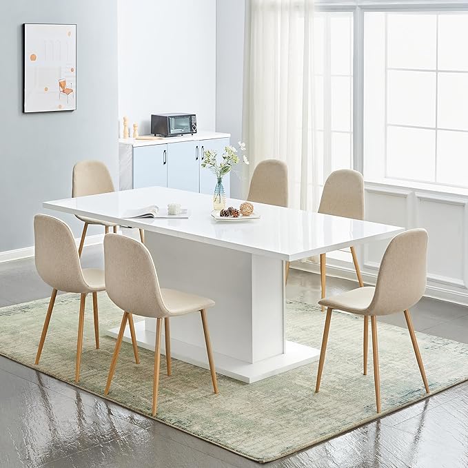 FurnitureR Dining Chairs Set of 4, Upholstered Fabric Armless Dining Room - Image 6