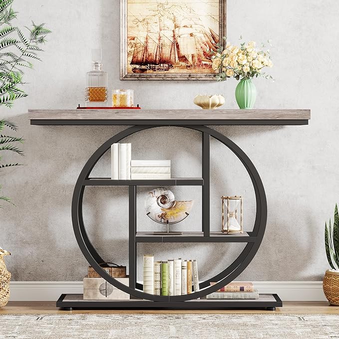 Tribesigns 41.3" Console Table, Industrial 4-Tier Sofa Table Entryway Table - Image 8