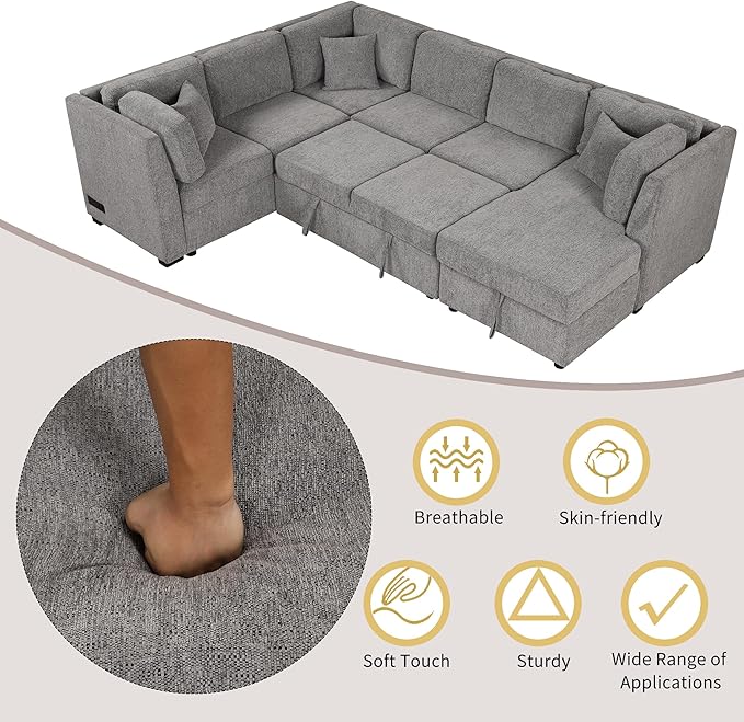Ball & Cast 108.6" Sleeper Sectional Pull Out Sofa - Image 8
