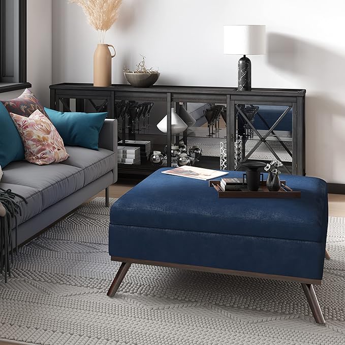 SIMPLIHOME Owen 36 inch Wide Mid Century Modern Square Coffee Table Storage - Image 2