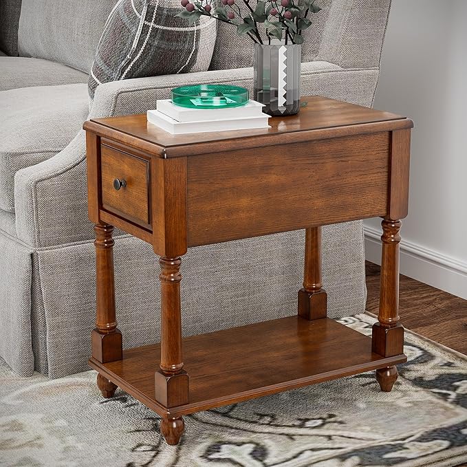 LEEMTORIG Set of 2 Solid Wood End Table Narrow Side Table - Image 2
