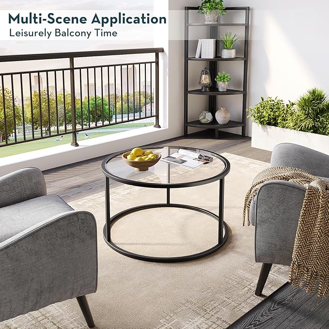 SAYGOER Round Coffee Table Glass Small Coffee Tables - Image 9