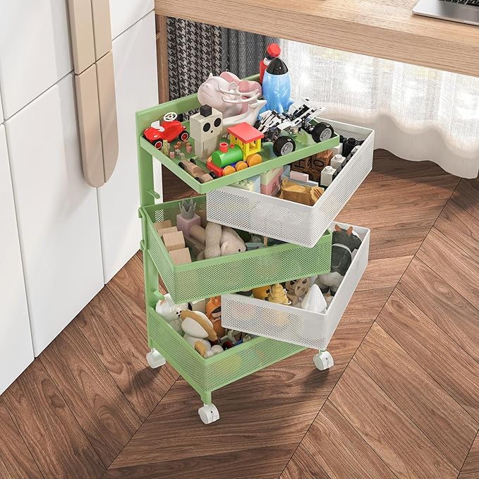 Fruit Basket for Kitchen No Assembly 4-Tier Rotating Storage Rack, Vegetable - Image 7