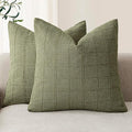 Foindtower Set of 2 Decorative Linen Check Throw Pillow Covers Neutral by Foindtower