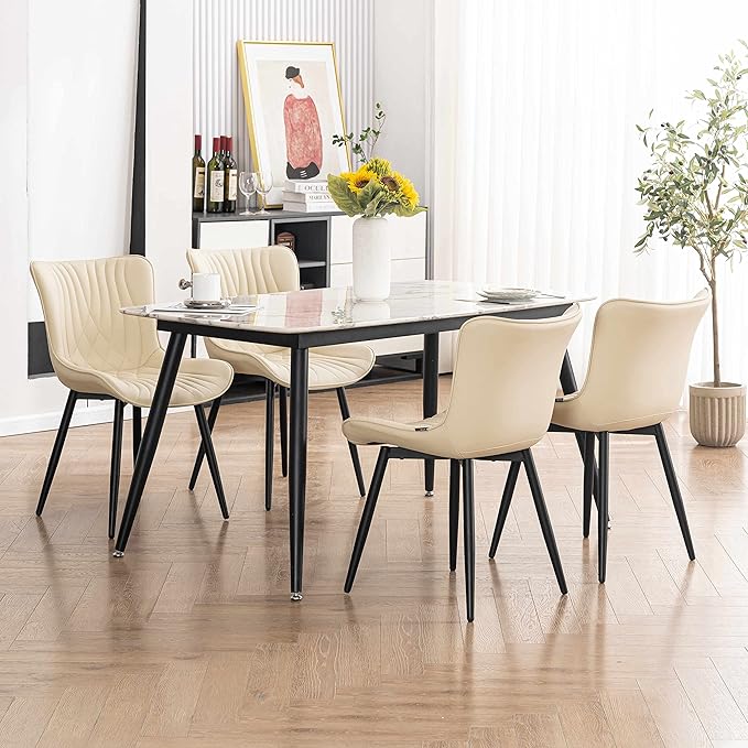 YOUTASTE Dining Chairs Set of 2 Upholstered Mid Century Modern Kitchen Dining - Image 6