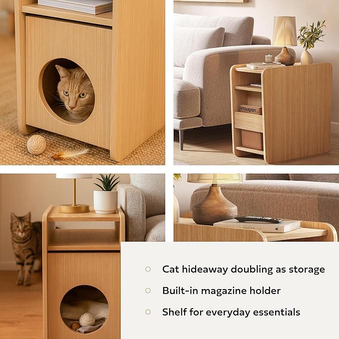 WERMO 12'' Cat Hideaway Side Table - Image 2