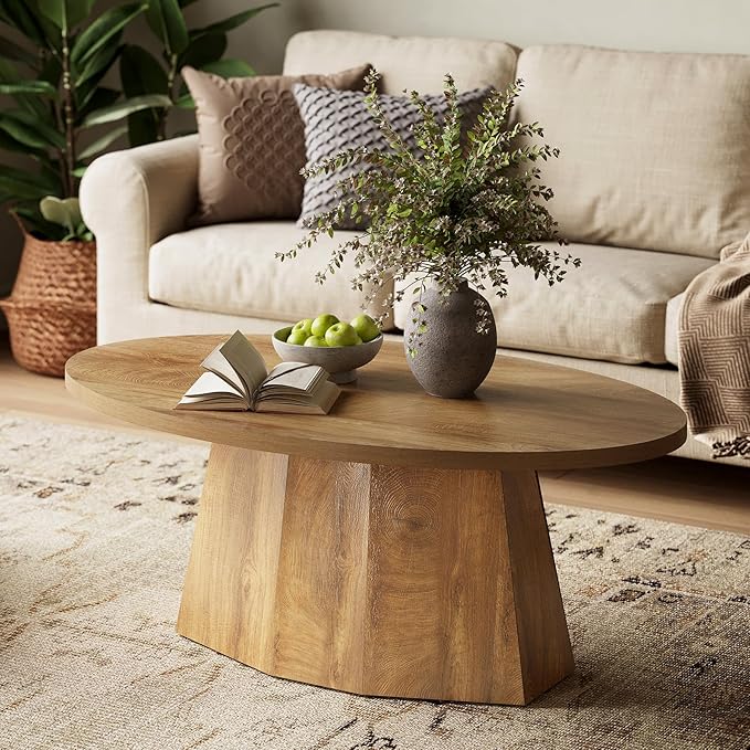 Oval Coffee Table, 47-Inch Living Room Table by LITTLETREE