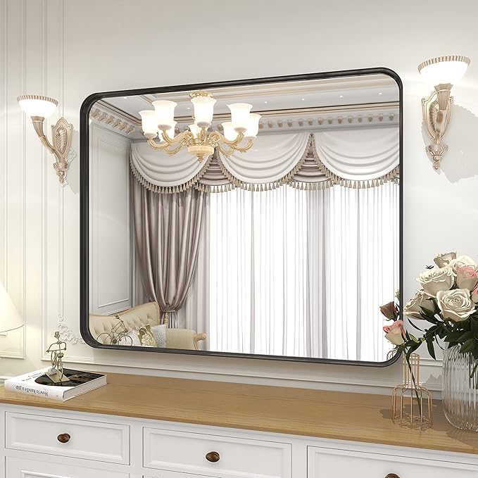 Bathroom Mirror 24x32 inch, Modern Round Corner Bathroom Vanity Mirror - Image 6