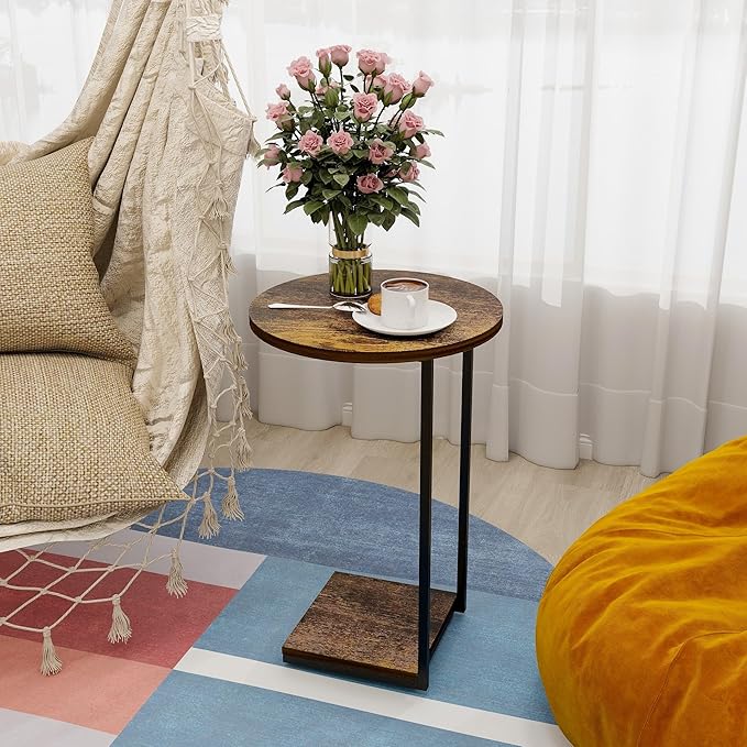 DCLRN C Table End Table Set of 2, C Shaped End Table - Image 4