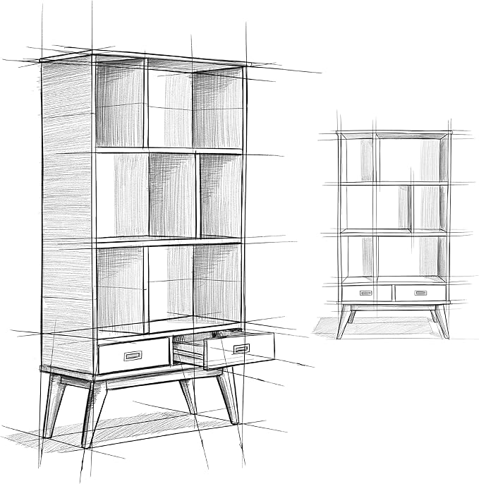 SIMPLIHOME Draper 35 inch Mid-Century Modern 6 Cubbie Bookcase - Image 15