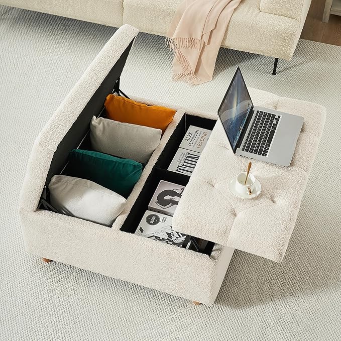 GAOMON Sherpa Storage Ottoman Coffee Table - Image 3