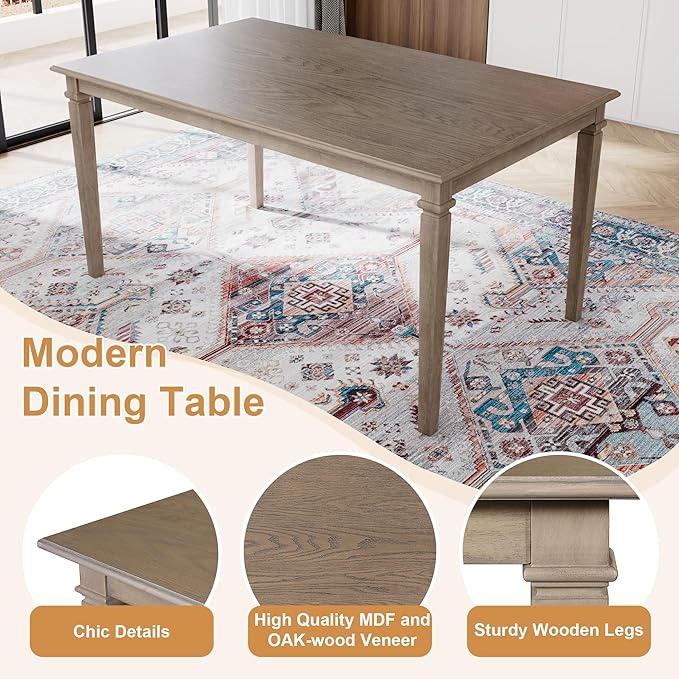 Merax 6-Piece Retro Dining Table Set, 6 Seats Wooden Rectangular Table - Image 5