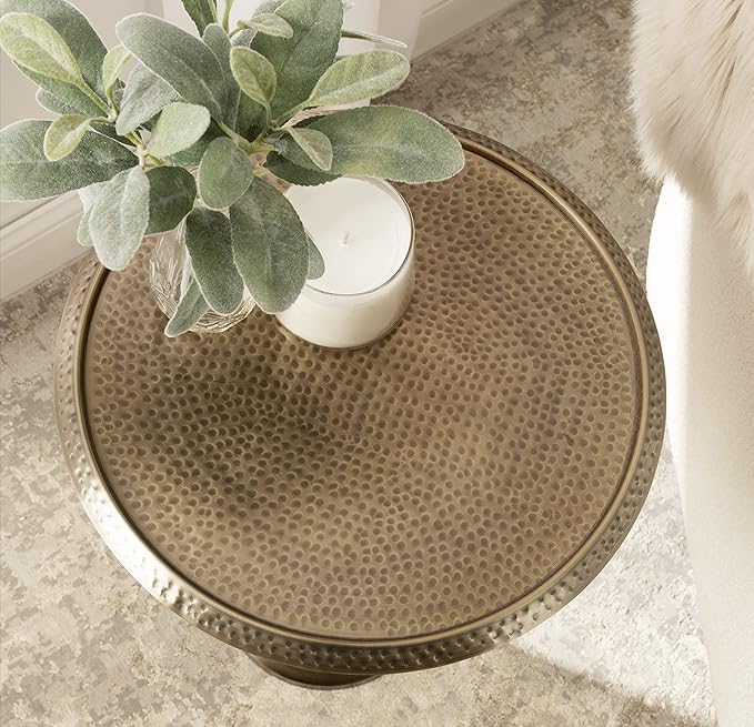 Kate and Laurel Sanzo Modern Round Pedestal Side Table; 15 x 15 x 24; Gold; - Image 5