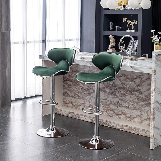 Roundhill Furniture Masaccio Velvet Upholstered Adjustable Swivel Barstool - Image 8