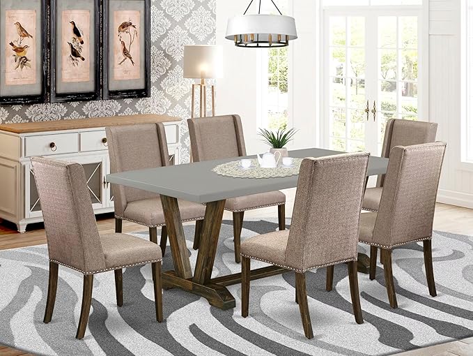 East West Furniture V797FL716-7 7 Piece Dining Room Furniture Set Consist of a - Image 2
