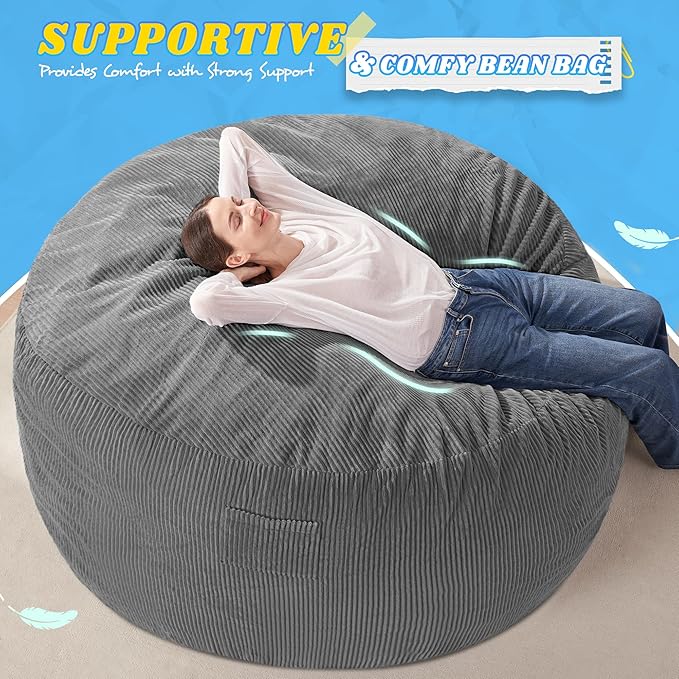 HABUTWAY 6FT Bean Bag Chair, Giant Bean Bag Chairs - Image 5