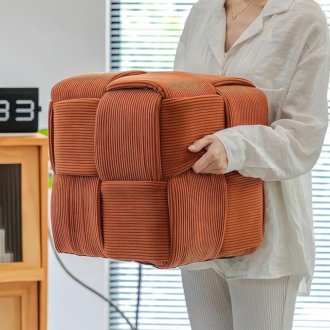 Ottoman Foot Rest Soft and Comfortable Ottoman Square Corduroy Woven Design - Image 2