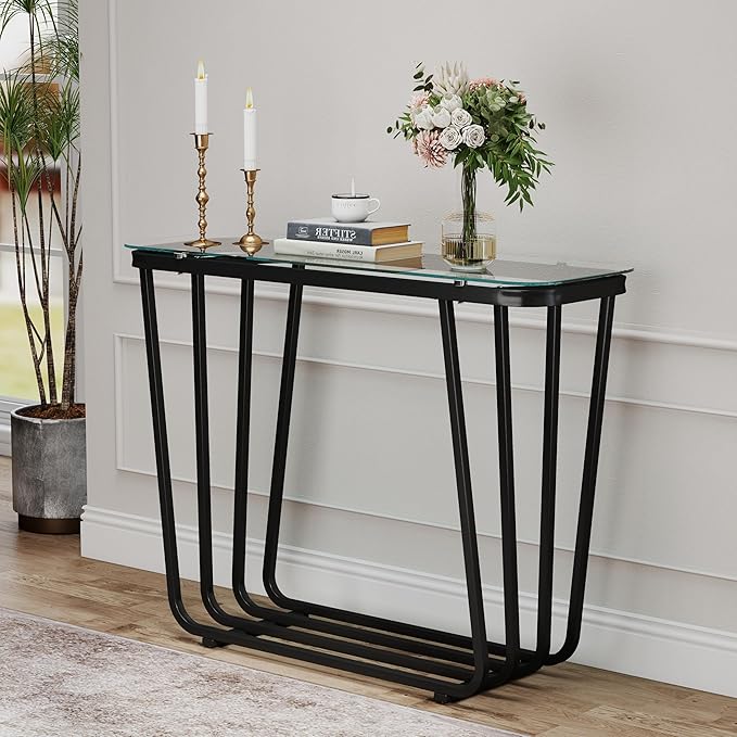OIOG Glass Console Table for Entryway, Modern Entrance Table by OIOG