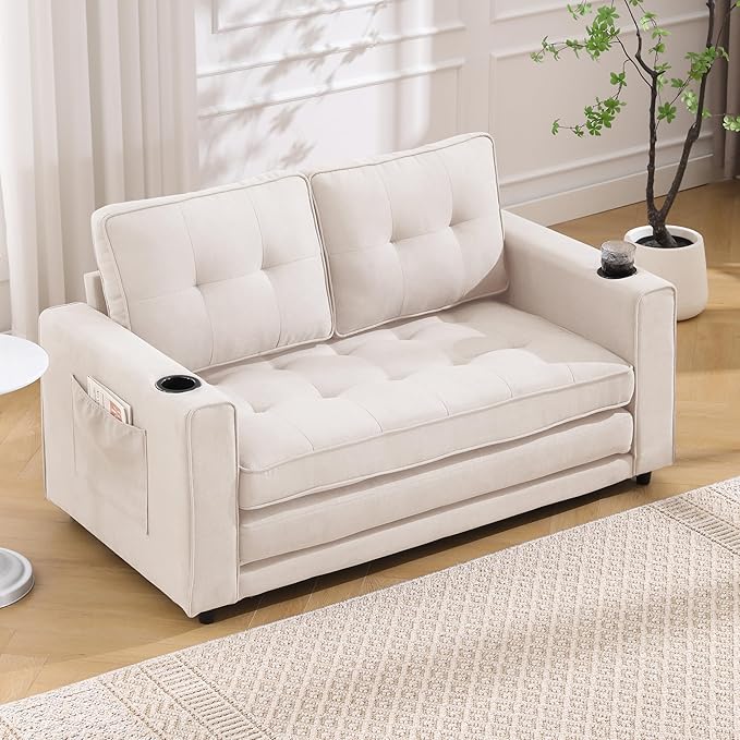 ERYE Modern Upholstered Loveseat Sofa Foldable Convertible Floor Sofabed by Unknown