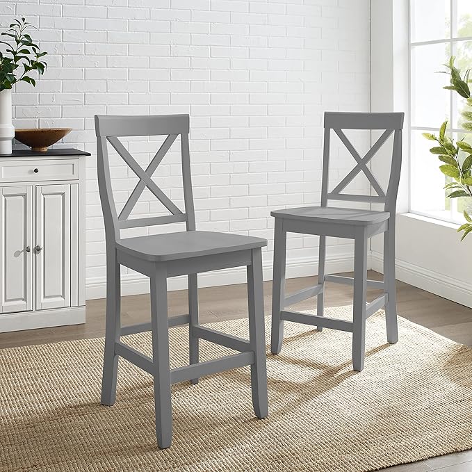 Crosley Furniture X-Back Wood Counter Height Bar Stools Set of 2 - Image 2