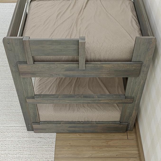 Max & Lily Modern Farmhouse Low Bunk Bed, Twin-Over-Twin Bed Frame - Image 6