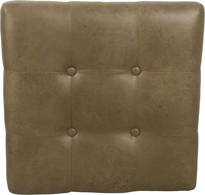 HomePop Home Decor | Modern Tufted Faux Leather Square Ottoman - Image 5