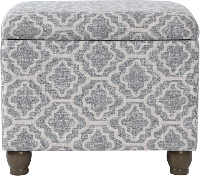 Home Decor | Upholstered MediumRectangular Storage Ottoman | Hinged Lid Ottoman by Spatial+Order