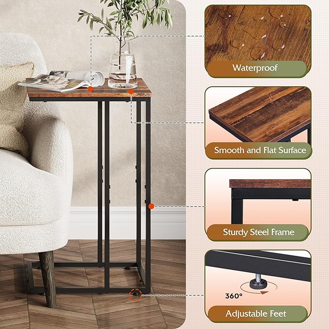 WLIVE Side Table, C Shaped End Table - Image 5