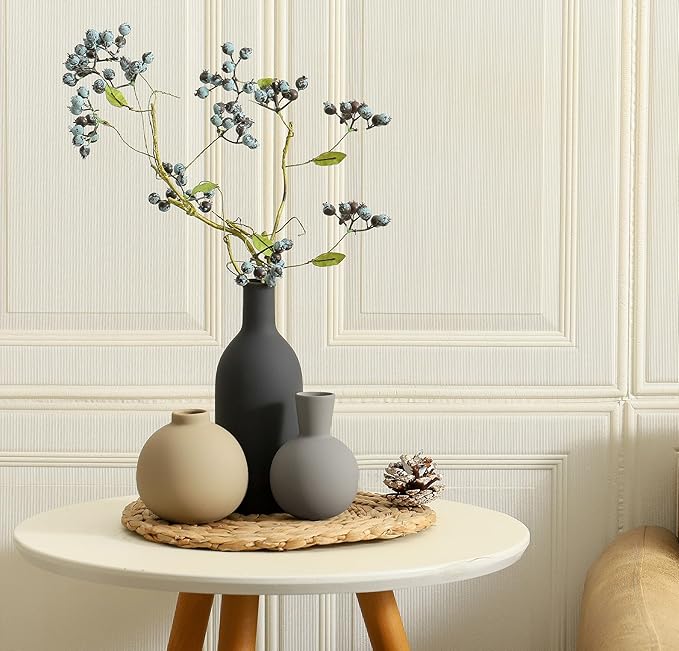 Ceramic Vase Set of 3, Flower Decorative Vases Home Decor Boho Neutral Modern - Image 6