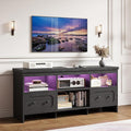 IRONCK TV Stand for 65 Inch TV, Power Outlets and Open Shelf, Media Console TV by IRONCK