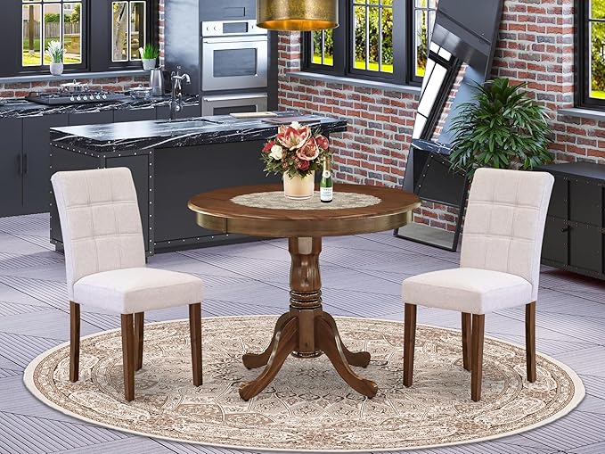East West Furniture ANAS3-AWA-08 3 Piece Kitchen Dining Table Set contain A - Image 2