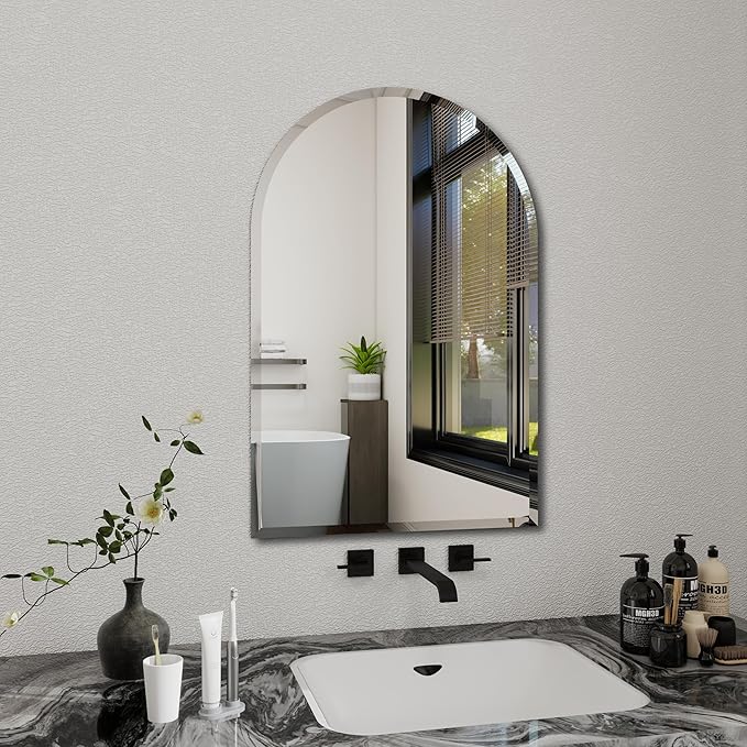 Arched Bathroom Mirror, 24X36 inch Arched Frameless Mirror, Arch Wall - Image 4