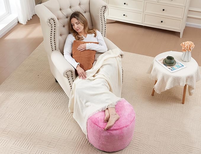 Round Storage Ottoman Bench 20"x15" Round Ottoman Cover - Image 9