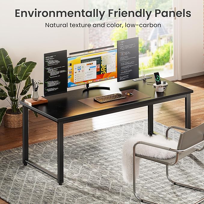 Huuger 55 x 24 inch Desk with Power Outlets & USB-C, Deeper & Thicker Desktop - Image 4