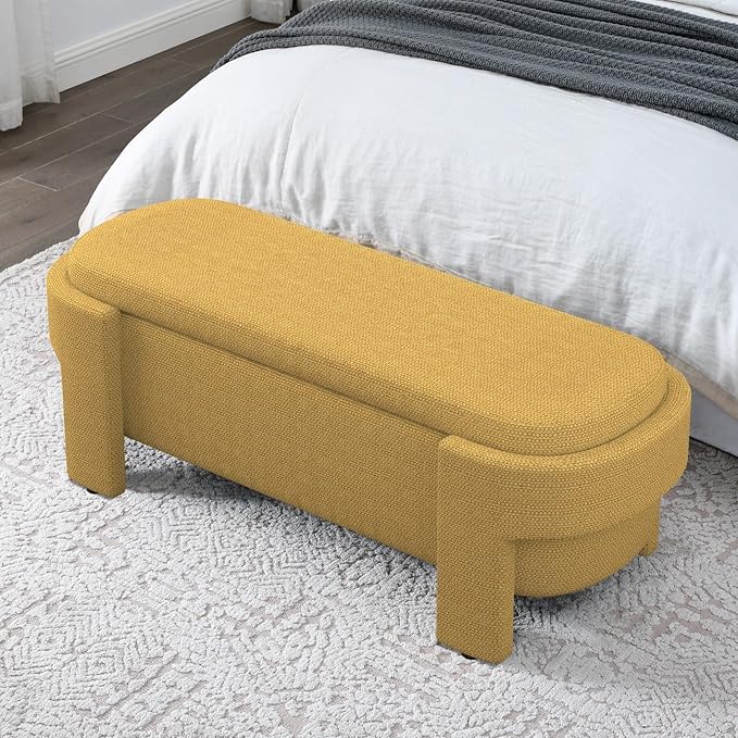 KEIKI 51" Linen Ottoman Bench - Image 4