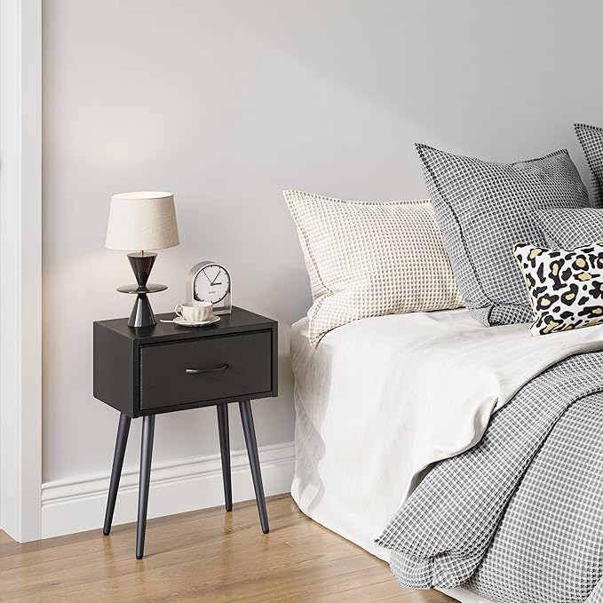 Black Nightstands Set of 2, Small Bedside Table - Image 7