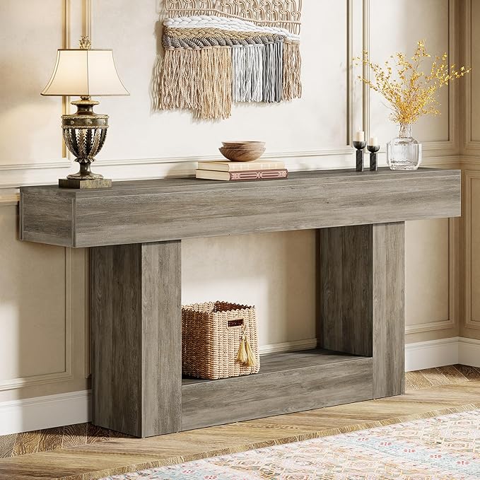 Tribesigns 63" Console Table, Farmhouse 2-Tier Entryway Table by Tribesigns