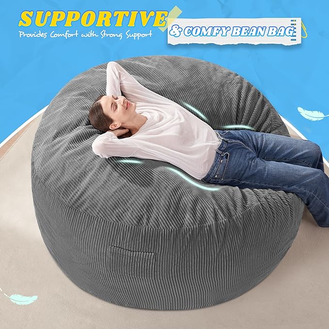 HABUTWAY 3FT Bean Bag Chair, Giant Bean Bag Chairs - Image 5