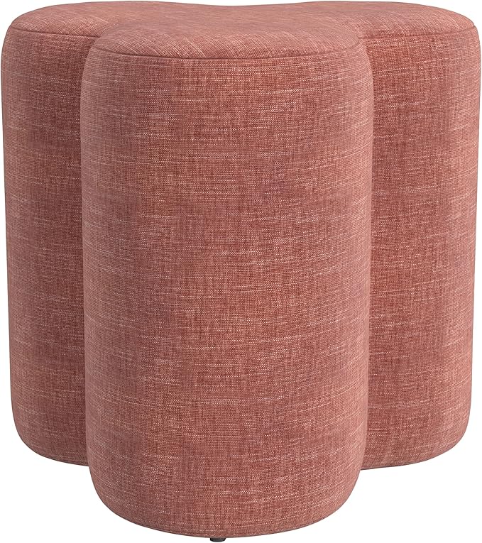 HomePop Upholstered Clover Shaped Ottoman Home Décor | Foot Rest Pouf – Pink - Image 6