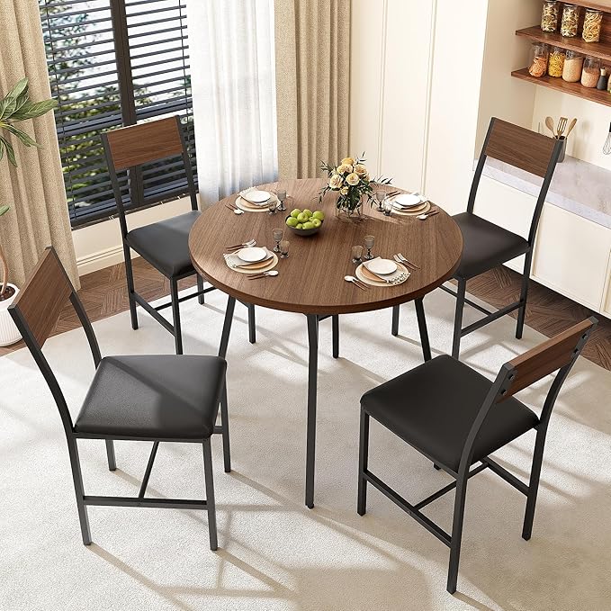Pamapic Round Dining Table Set for 4, Kitchen Table and Chairs for 4, Dining - Image 5