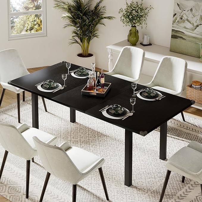 Feonase 63 Inch Extendable Kitchen Table, Modern Farmhouse Dining Table by FEONASE