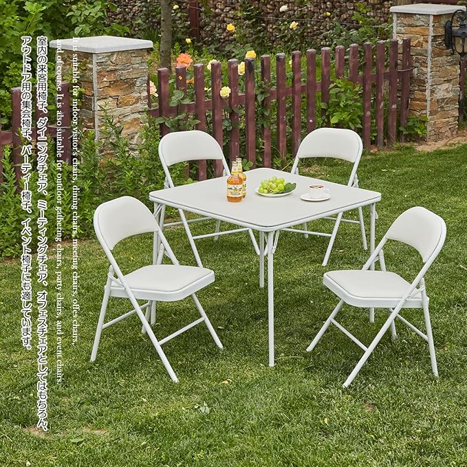 KAIHAOWIN 4-Pack Vinyl-Padded Folding Chair Metal Frame Heavy Duty Foldable - Image 2