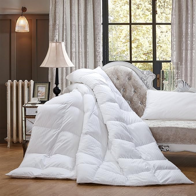 Luxurious All-Season Goose Down Feather Fiber Comforter Duvet Insert, Exquisite - Image 2