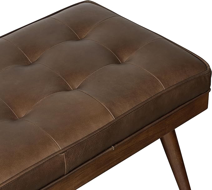 POLY & BARK Napa Luca Leather Bench in Cocoa Brown - Image 9