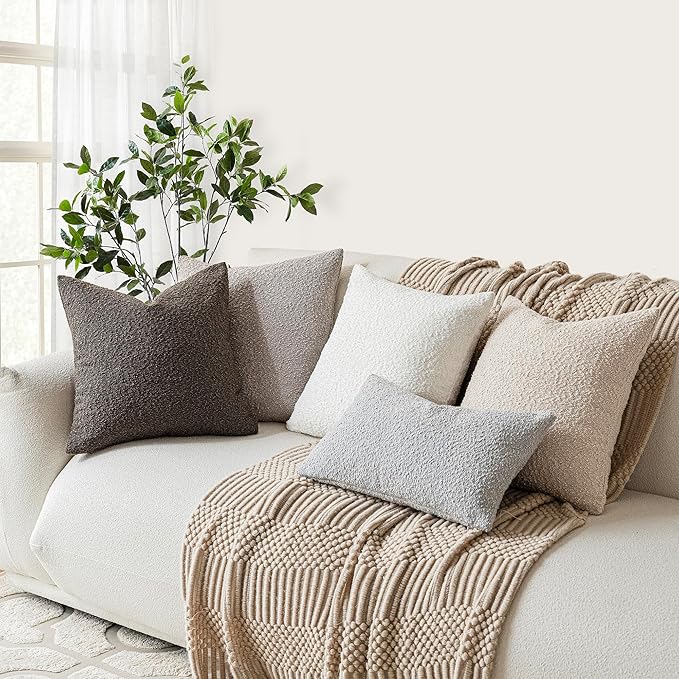 Foindtower Set of 2, Decorative Textured Boucle Throw Pillow Covers Accent - Image 7