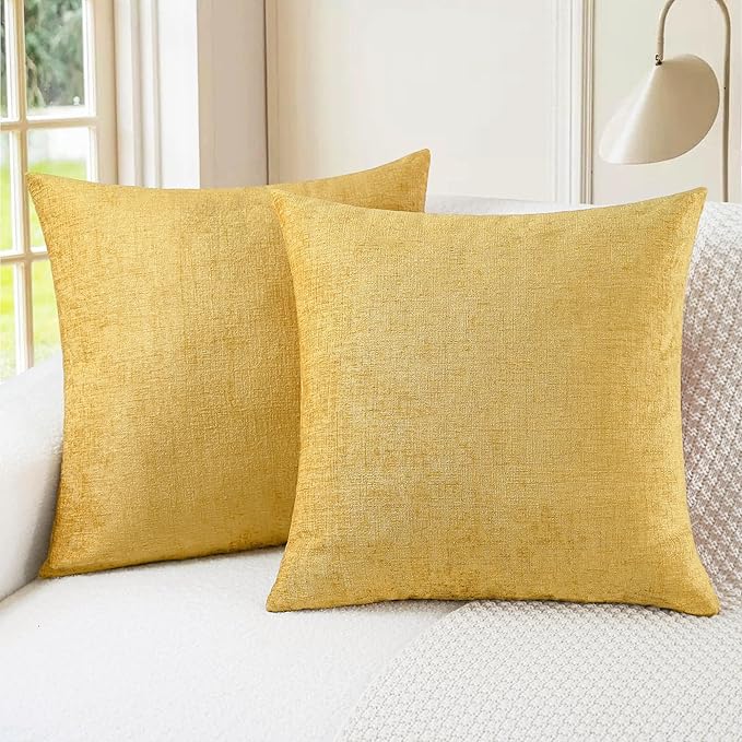 CaliTime Throw Pillow Covers Decorative 24 X 24 Inches Pack of 2 Cozy Chenille by CaliTime